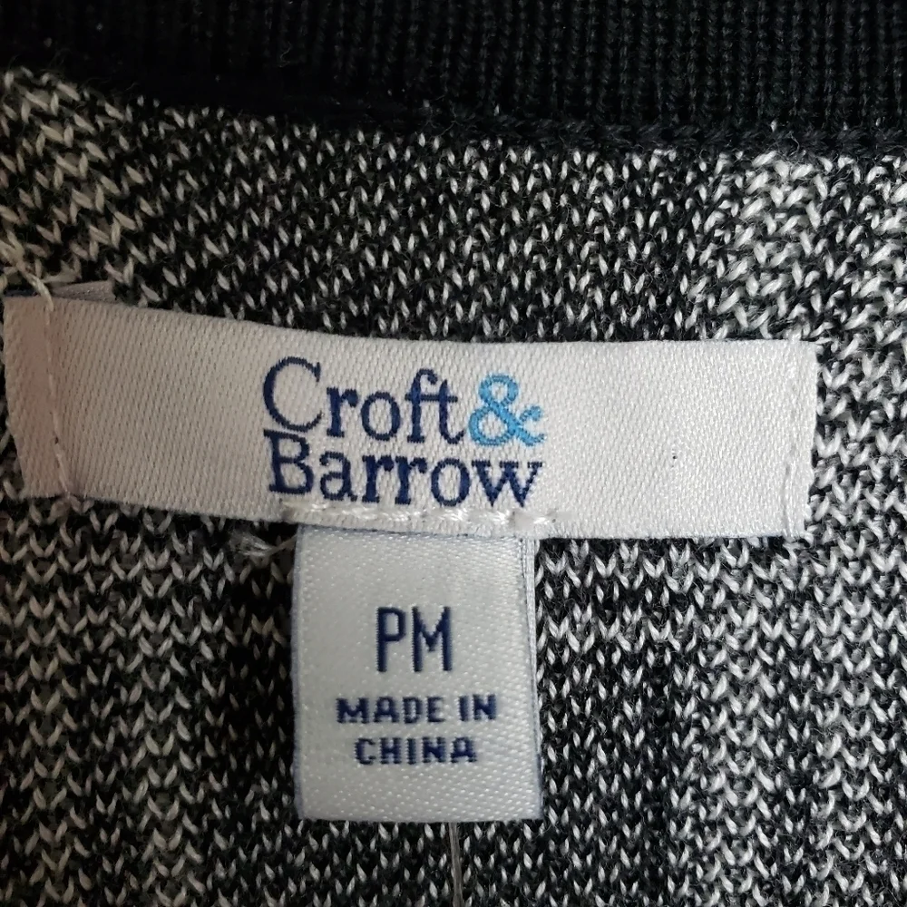 Croft and Barrow Open Front Black and White Cardigan Sz PM
